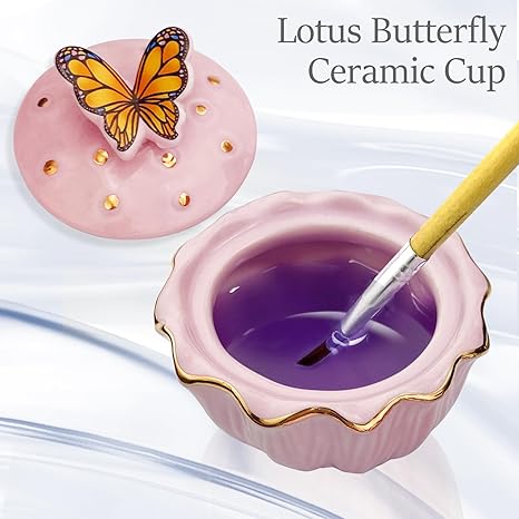 Butterfly Dappen Dish - Glass Nail Art Paint Palette for Acrylic & Gel Polish - Perfect for Nail Salons & DIY Manicures at Home