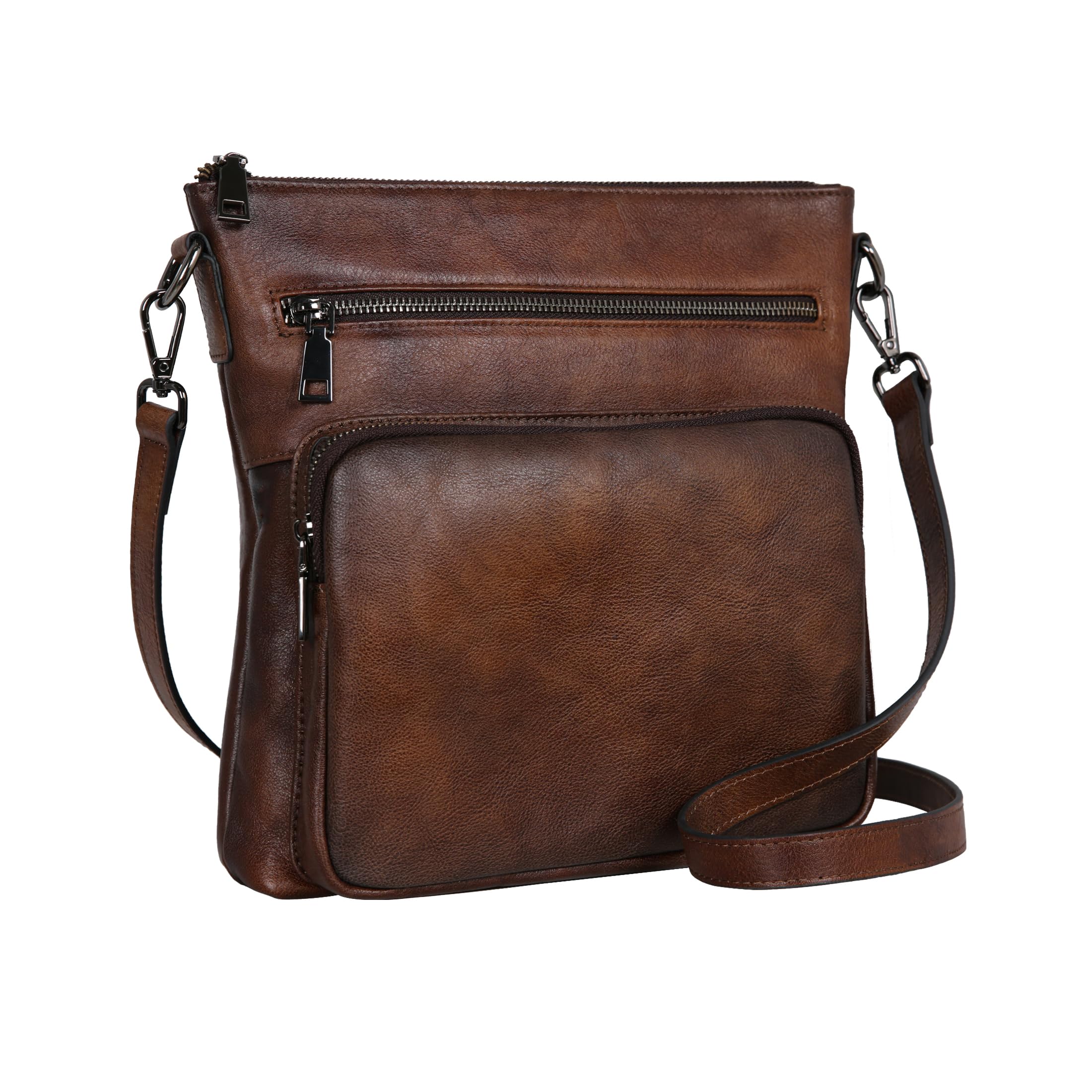 HESHE Women's Vintage Crossbody Purse - Soft Leather Shoulder Bag with Multiple Pockets | Stylish Satchel for Daily Use, Travel & Shopping