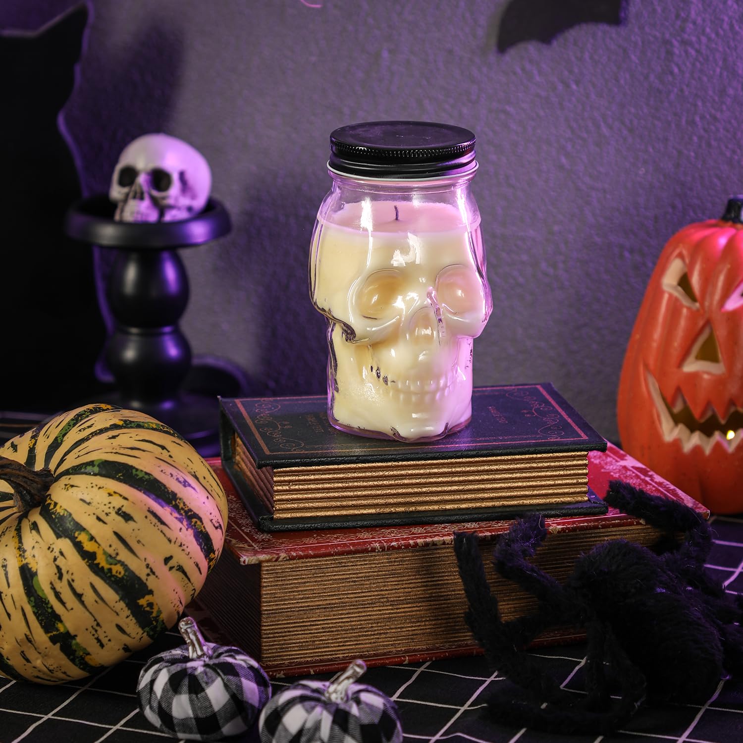 Gothic Skull Candle - Large White Halloween Decorative Candle for Home, Table, Bar & Indoor Decor | Perfect for Halloween Party, Gothic Room Decor & Spooky Atmosphere