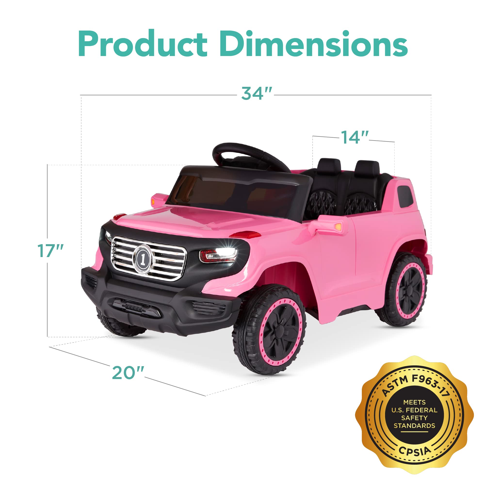 Best Choice Products 6V Kids Ride On Truck with Parent Remote Control - 3 Speed Adjustable, LED Lights, Pink - Perfect for Indoor & Outdoor Play, Birthday Gifts for Toddlers