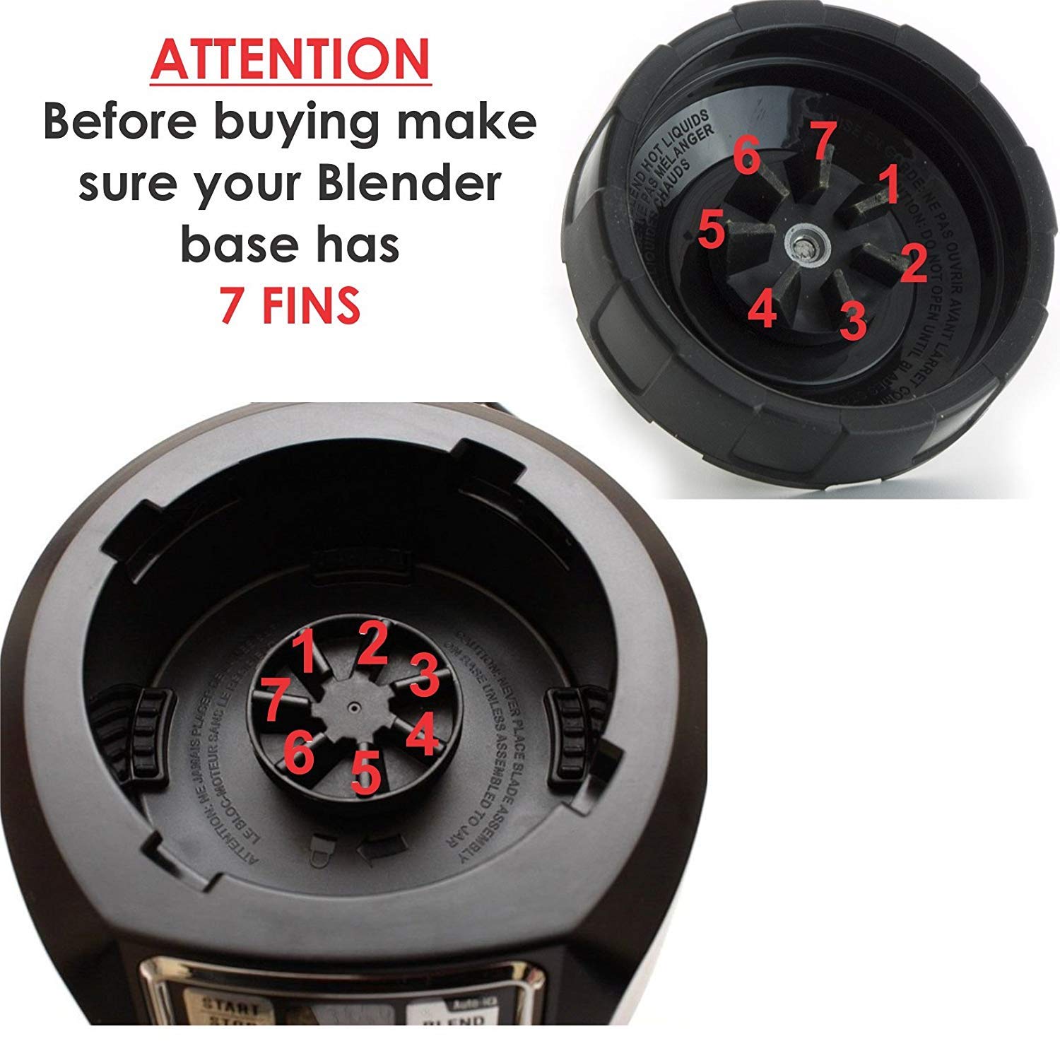 Ninja Blender Replacement Blade 7-Fins for Auto iQ Models - Perfect for Smoothies & Shakes