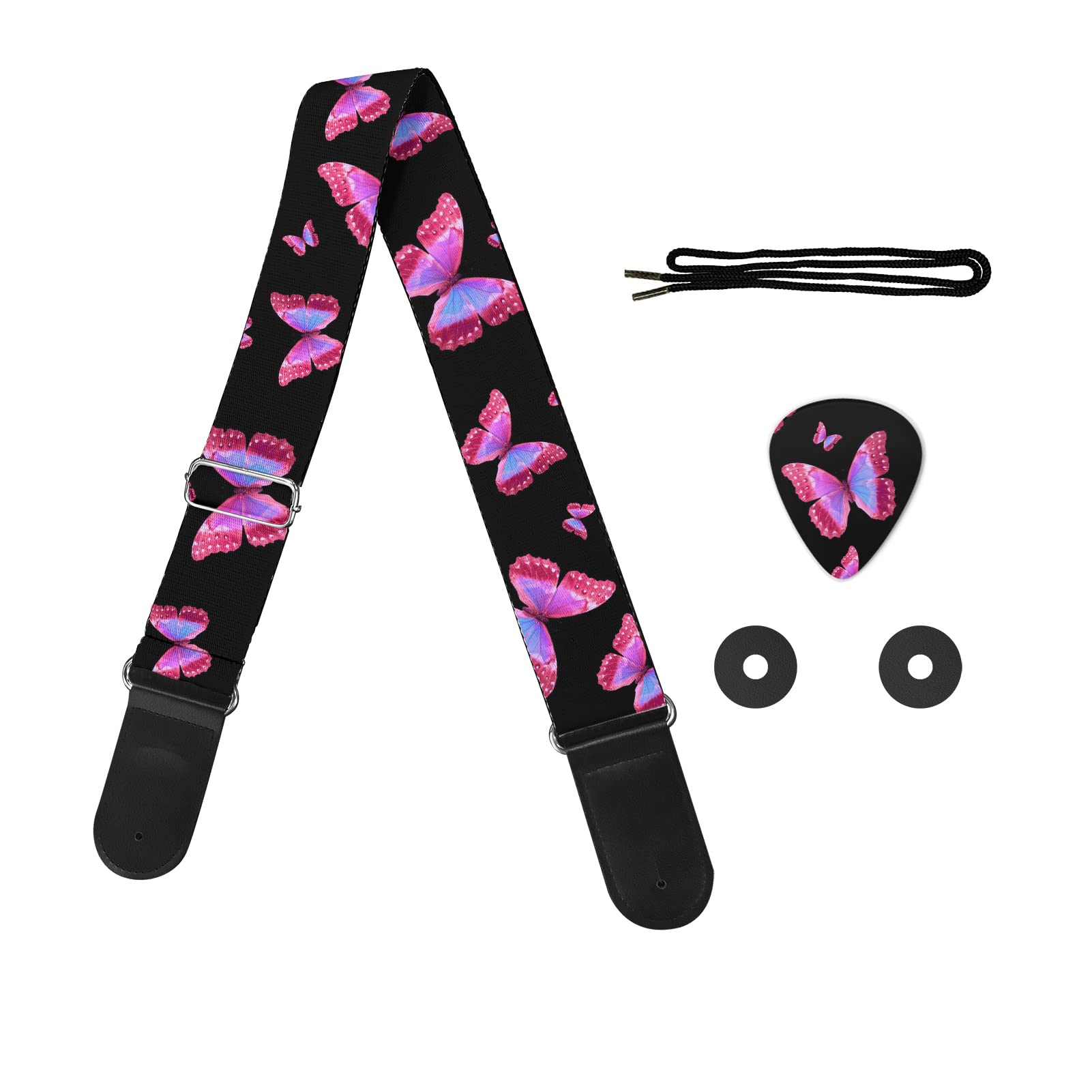 GLENLCWE Shining Shell Print Guitar Strap - Soft Adjustable Strap with Picks Set for Electric & Acoustic Guitars - Perfect for Live Performances, Studio Sessions & Music Practice