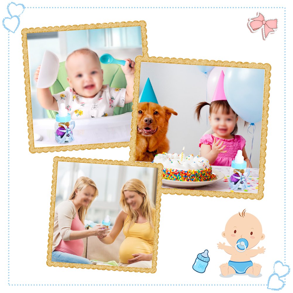 50pcs Mini Fillable Candy Bottles - 3.5 Inch Cute Feeding Bottle Shape Candy Boxes for Birthday, Baby Shower & Christening Party Decorations (Blue) - Perfect for Wedding Favors, Baby Showers & Gift Packaging