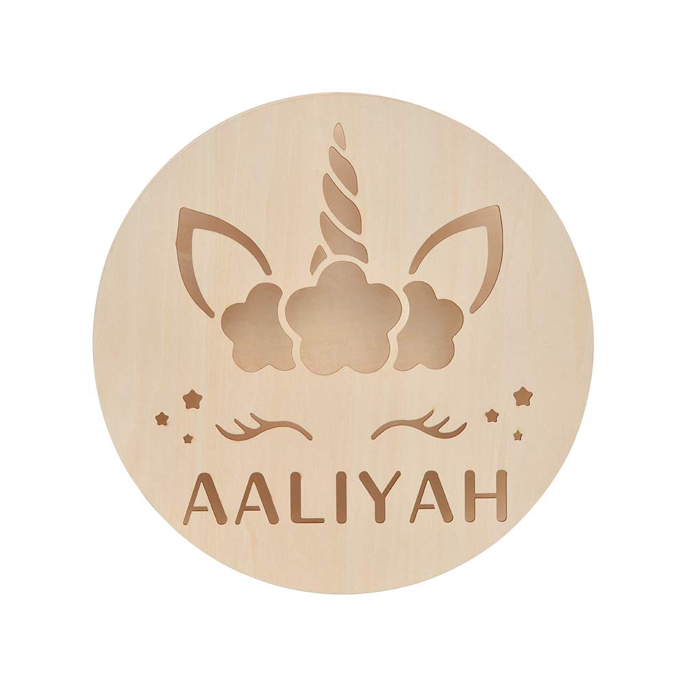 Custom Personalized Unicorn Night Light - Engraved Wooden Wall Decor with Your Name, Unique Gift for Women, Girls, Men, Kids & Baby - Perfect for Bedroom, Nursery, Birthday Party & Home Decor