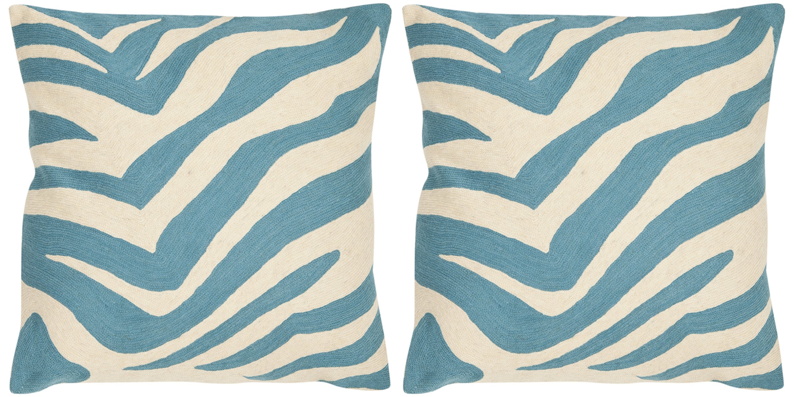 Safavieh 22x22 Inch Throw Pillows Set of 2 - Urban Spice Blue Rain Decorative Cushions for Sofa, Bed & Living Room Home Decor