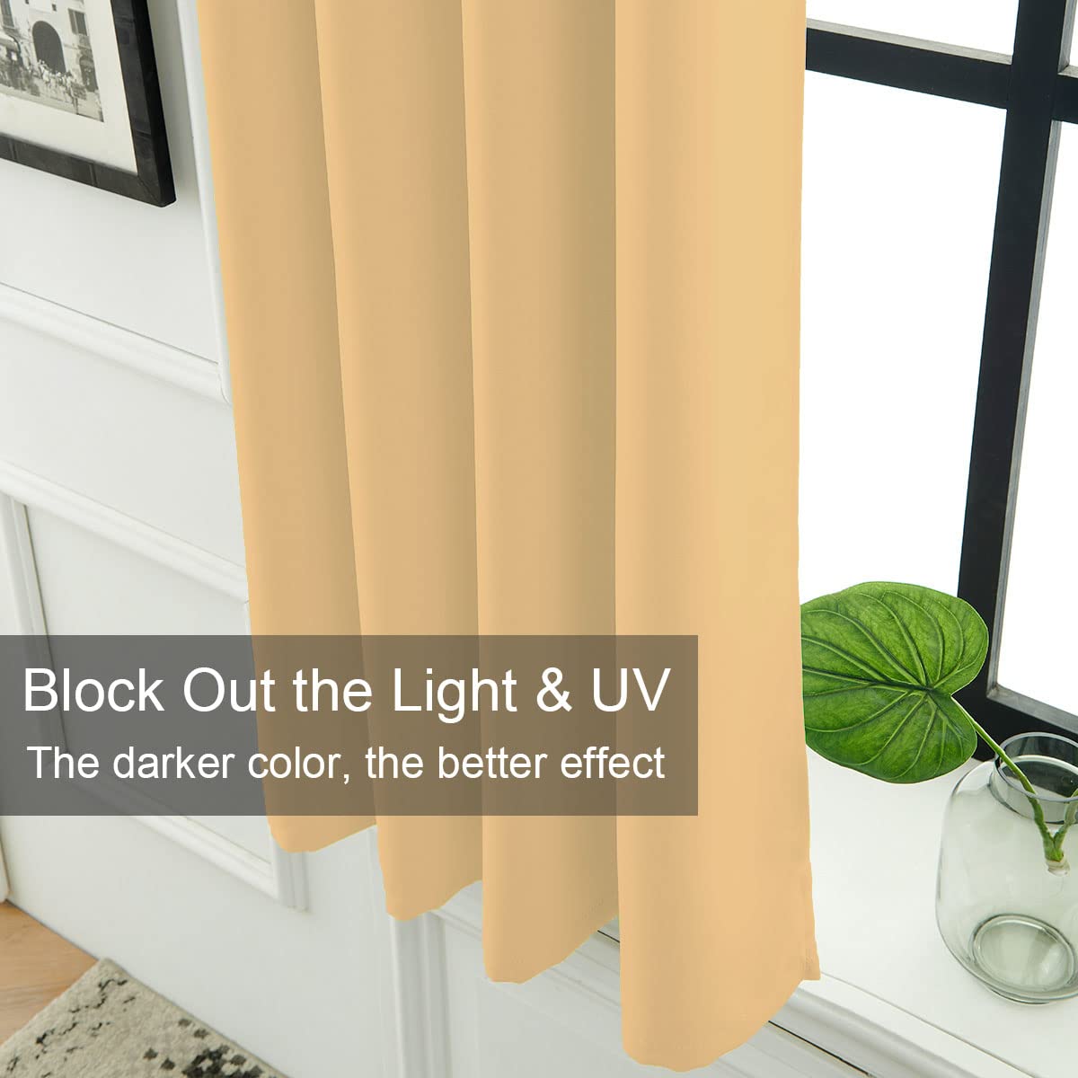 LA PALMA Blackout Thermal Insulated Curtains for Bedroom & Living Room - Noise Reducing, Energy Efficient Window Drapes with Grommet Top (Set of 2 Panels) - Perfect for Home Theater, Nursery & Light Sleepers