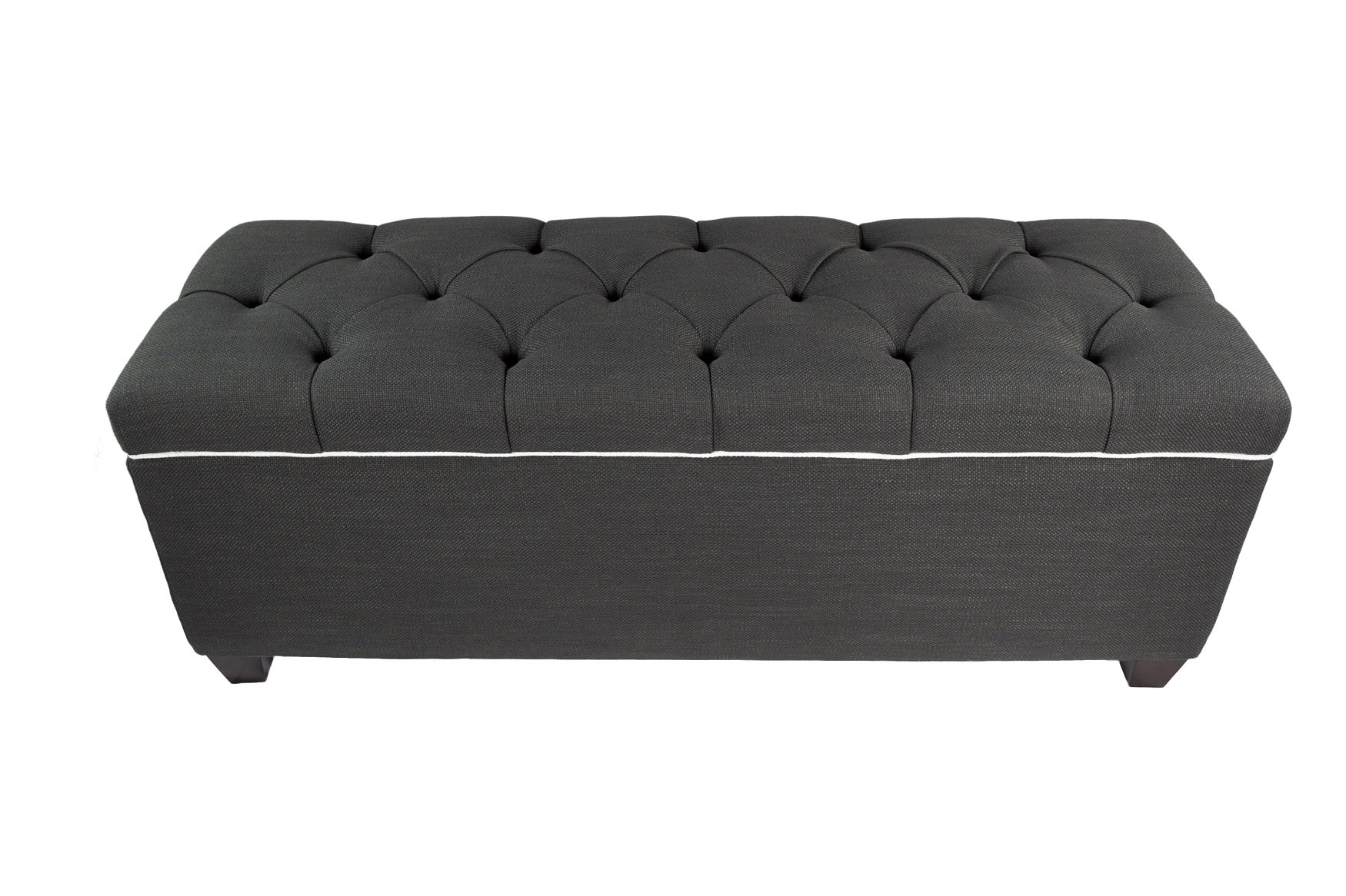 MJL Furniture Designs Loft Upholstered Storage Bench with Cushion - Charcoal & Magnolia Fabric - Modern Entryway, Bedroom, Living Room Seating & Storage Solution