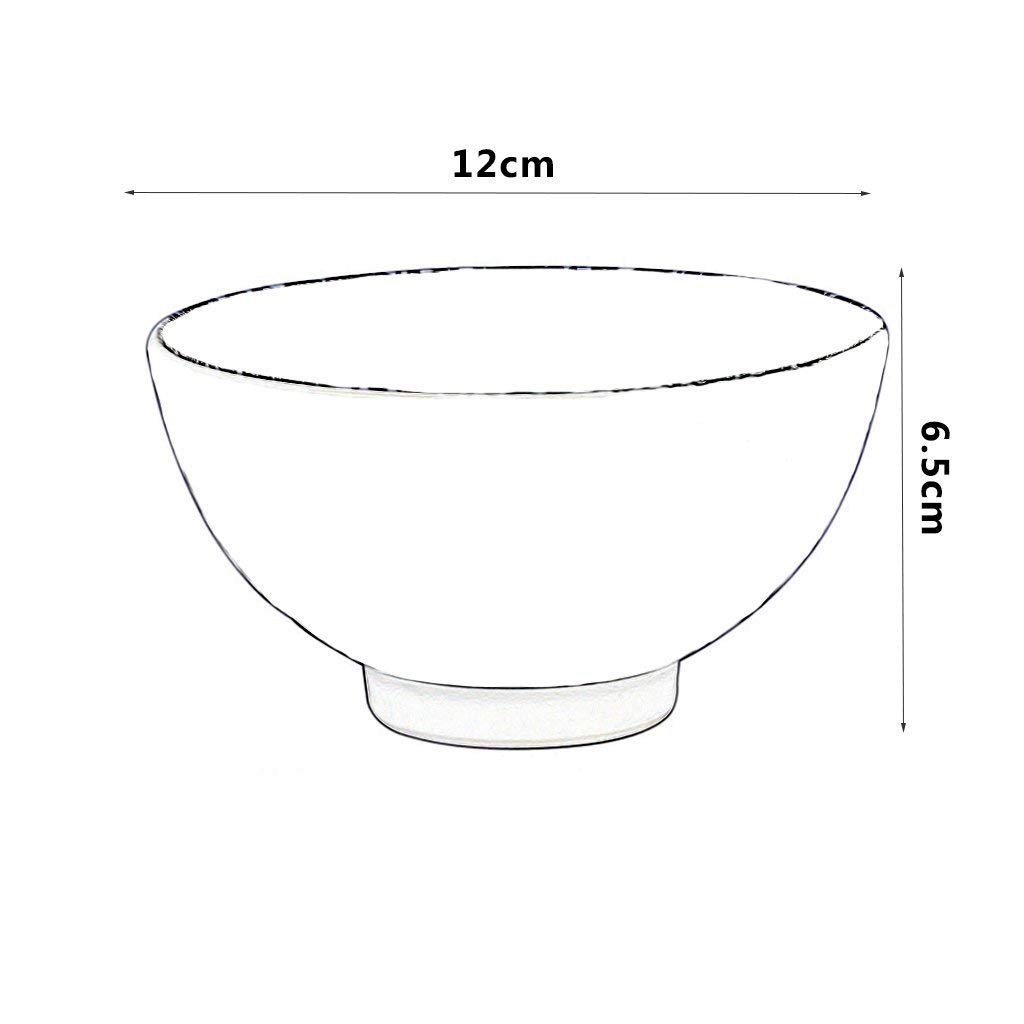 Blue and White Ceramic Rice and Soup Bowls - Durable Dining Tableware Set for Kitchen, Home, and Restaurant Use - Perfect for Asian Cuisine, Noodles, and Everyday Meals