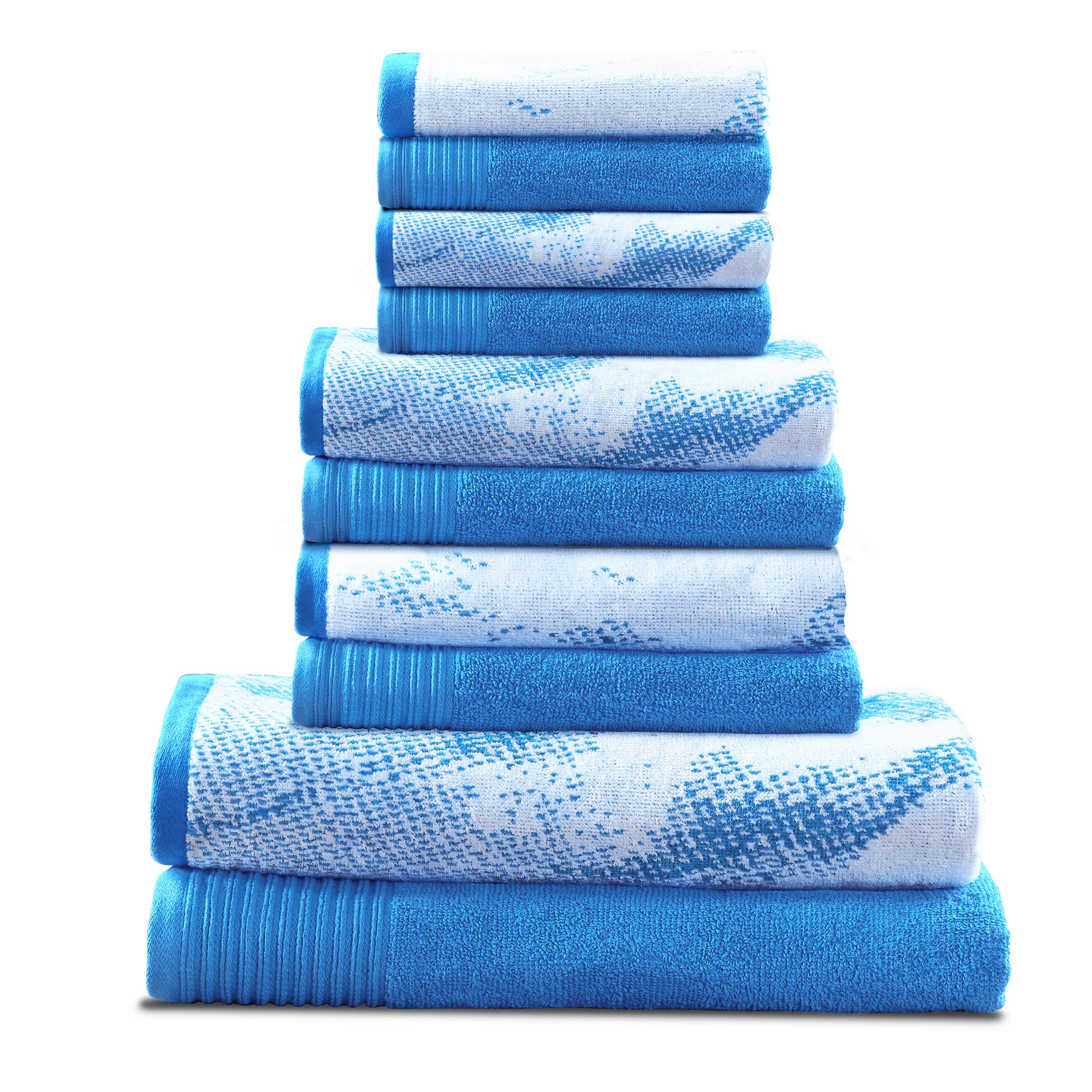 Premium 10-Piece Quick-Dry Cotton Towel Set - Solid & Marble Patterns for Bath, Gym, Beach, and Spa | Ultra Absorbent & Soft Bath Towels