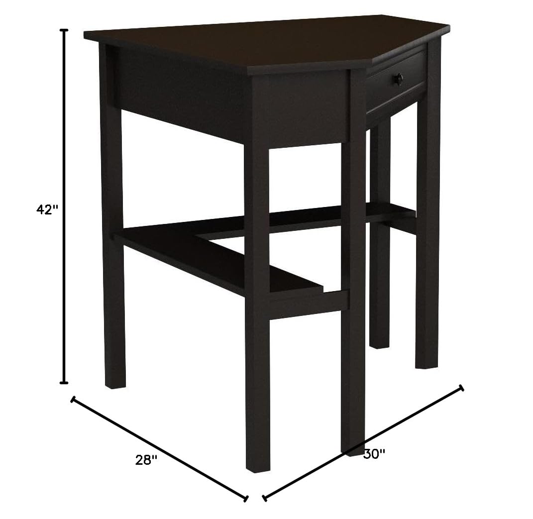 Compact Wooden Corner Writing Desk with Pullout Drawer & Shelf - Space-Saving Home Office Furniture for Small Spaces, Study Nooks & Studio Apartments - Multiple Finish Options (Wood/MDF Construction) - Perfect for Remote Work, Online Classes & Crafting Areas