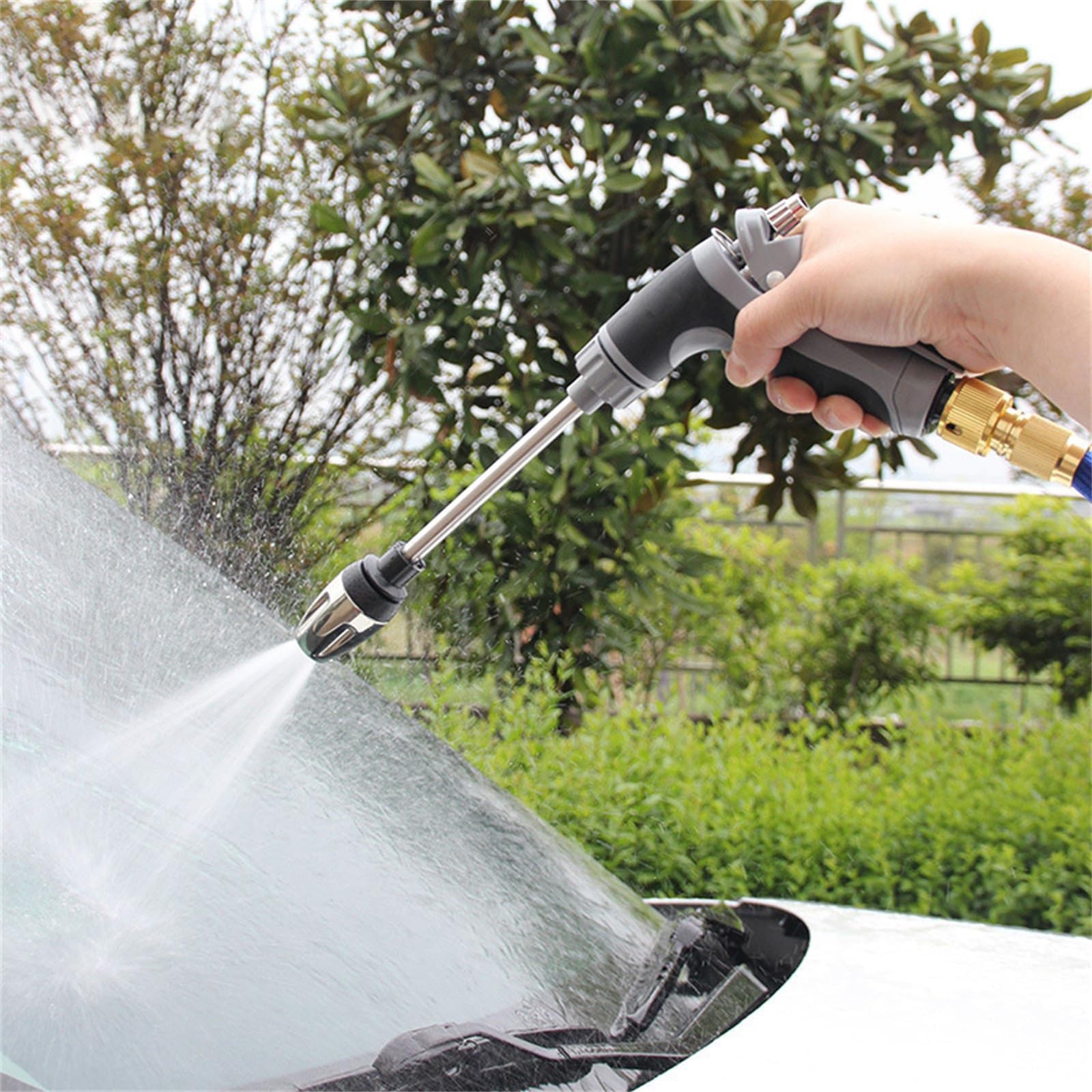 **High-Pressure Power Washer for Garden Hose - 2-in-1 Pressure Cleaner with Adjustable Nozzle, 1500 PSI, Black (HJ-240601) - Perfect for Cleaning Driveways, Patios, Cars & Outdoor Furniture**