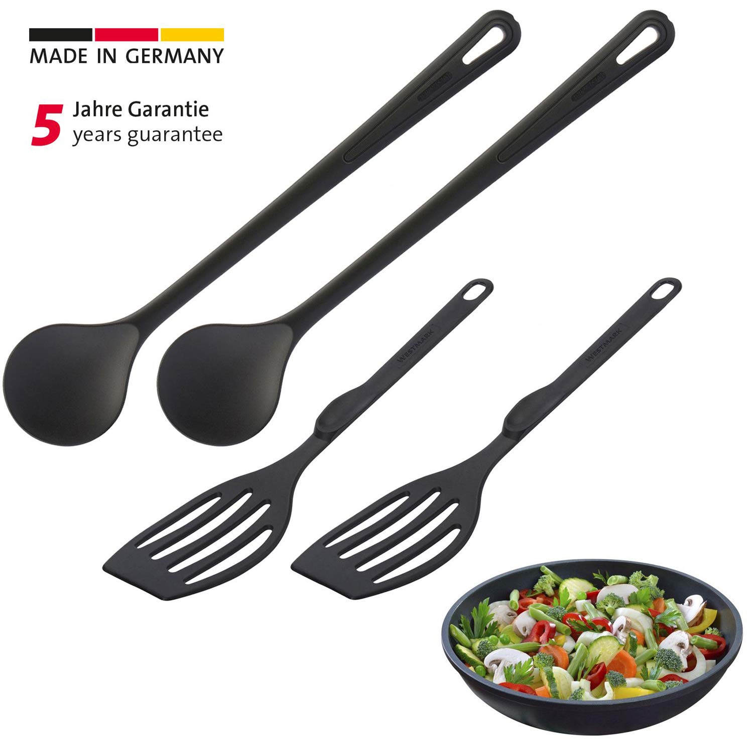 Westmark 5-Piece Kitchen Utensil Set - Nylon Spatula, Mixing Spoon, Slotted Spoon, Ladle & Turner - Heat-Resistant Non-Stick Cooking Tools for Baking, Frying & Serving - Dishwasher Safe Kitchen Gadgets