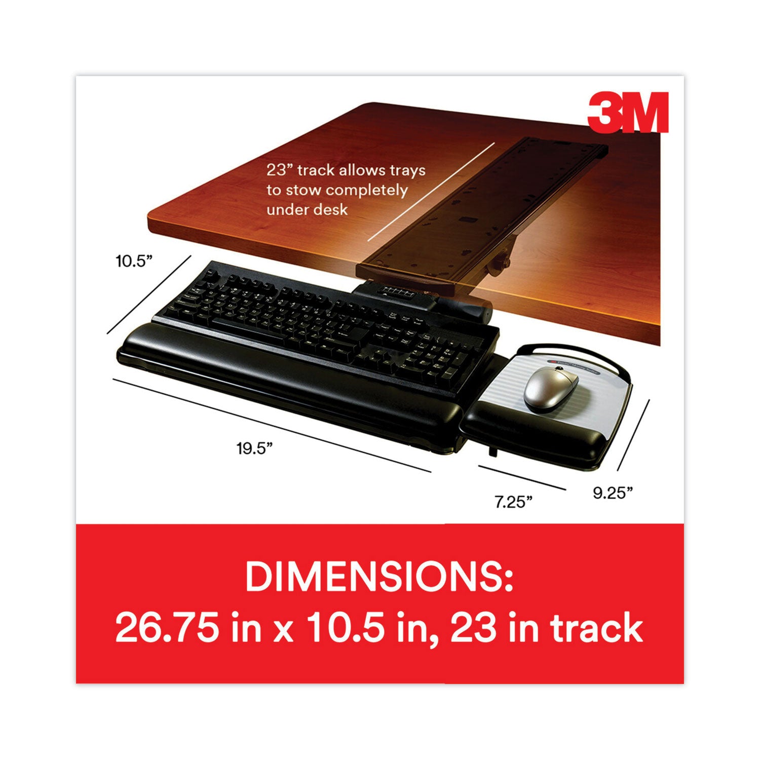 3M™ Sit-Stand Adjustable Keyboard Tray - Ergonomic Height Adjustable Black Workstation Platform for Office & Home Desk Setup | Perfect for Standing Desks & Computer Workstations