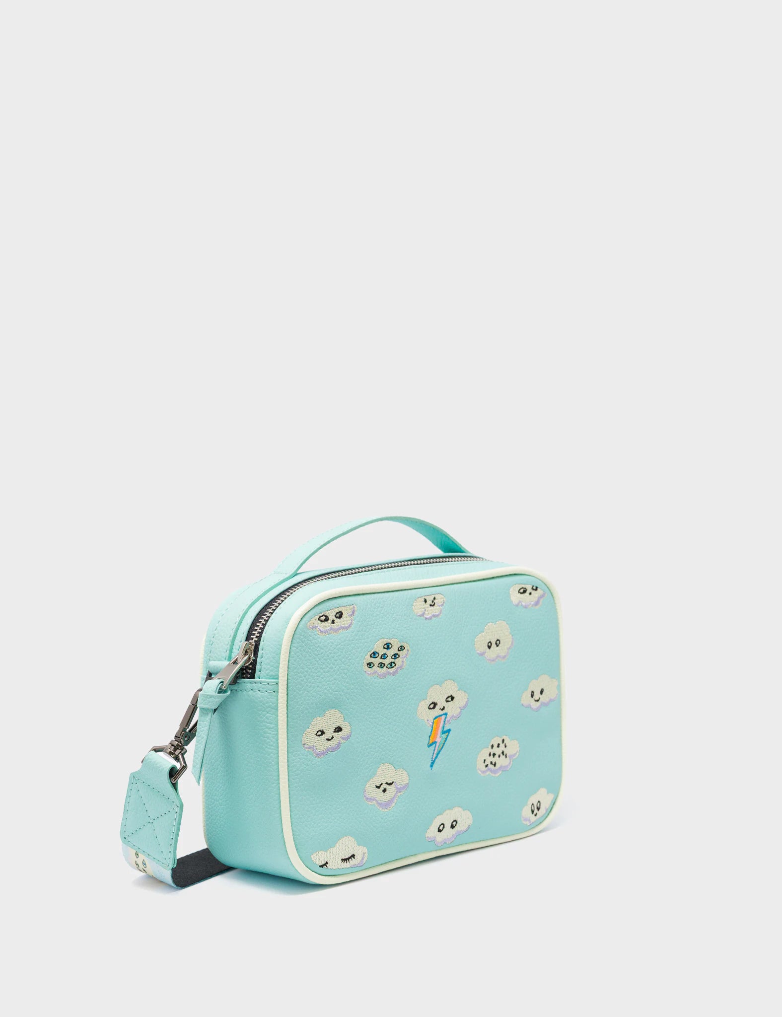 Verto Water Ballet Blue Leather Crossbody Bag - Happy Clouds Design - Stylish & Durable for Women - Perfect for Travel, Shopping & Everyday Use
