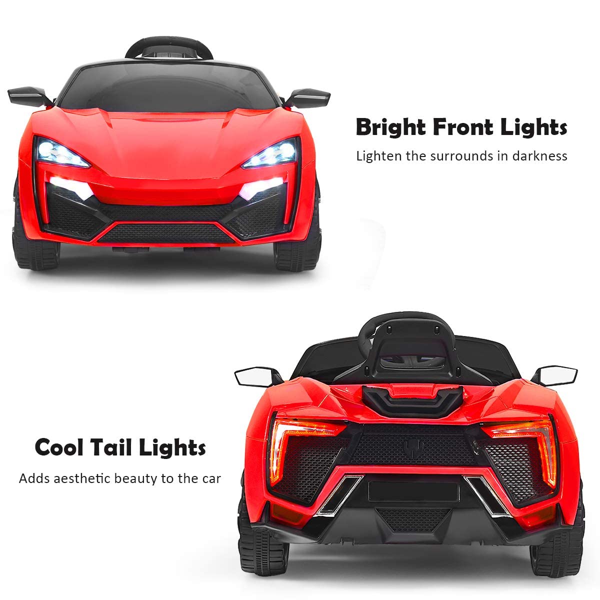 OLAKIDS 12V Kids Electric Ride-On Car with Parental Remote Control, Spring Suspension, LED Lights & Music - 4-Wheel Battery-Powered Toy Vehicle for Toddlers (Red) | Perfect for Indoor Play, Outdoor Adventures & Birthday Gifts