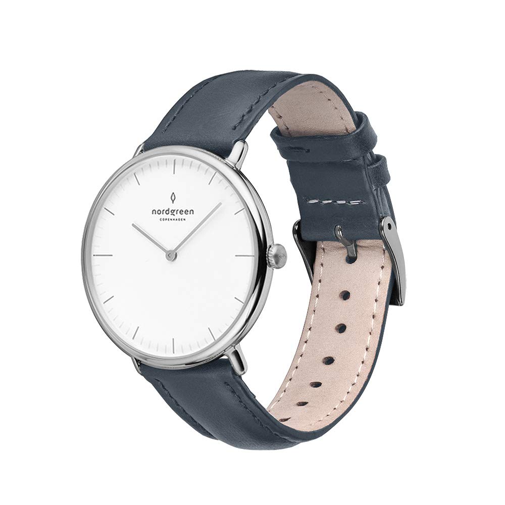 Nordgreen Native Scandinavian Silver Watch - Premium Stainless Steel Timepiece with Interchangeable Leather & Mesh Straps | Perfect for Business, Casual & Formal Occasions
