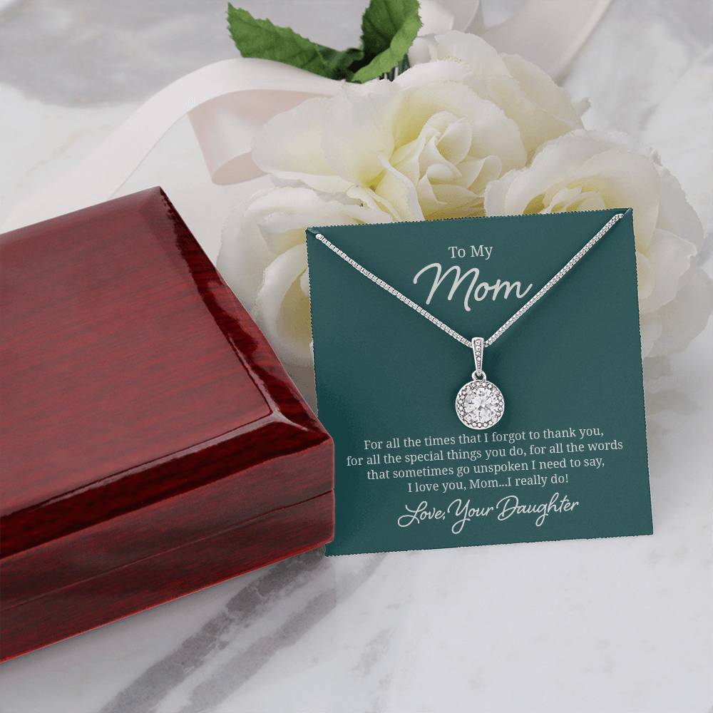 Elegant Jewelry Gift for Mom - Heart Pendant Necklace from Daughter | Perfect for Mother's Day, Birthday & Anniversary Gifts