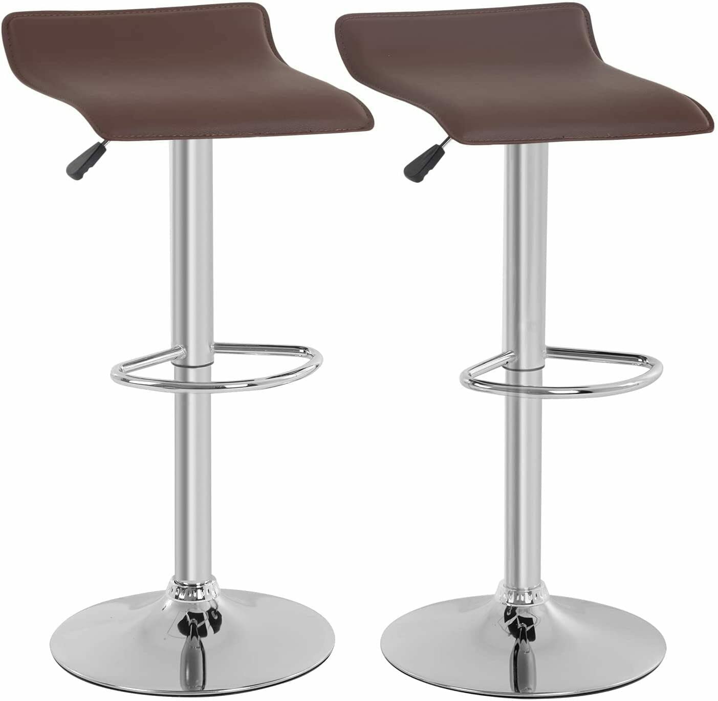 FDW 2-Piece Adjustable Bar Stools with PU Leather Upholstery, Cream - Modern Kitchen Counter Height Stools for Dining Room, Breakfast Nook & Home Bar Decor