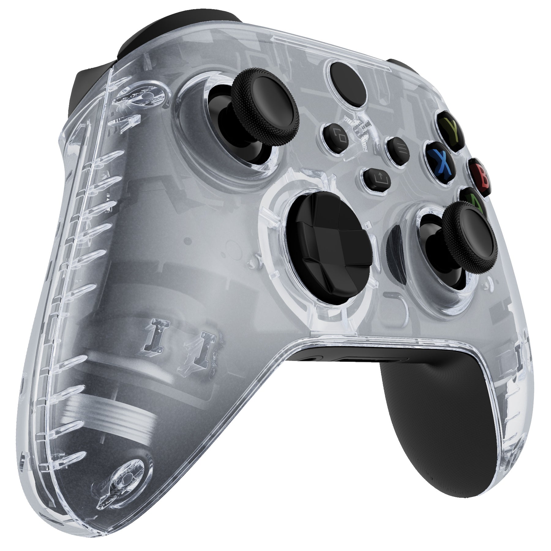 eXtremeRate Clear Transparent Replacement Front Housing Shell with Side Rails Panels for Xbox Series X & S Controller - DIY Gaming Accessory for Custom Mods & Enhanced Grip