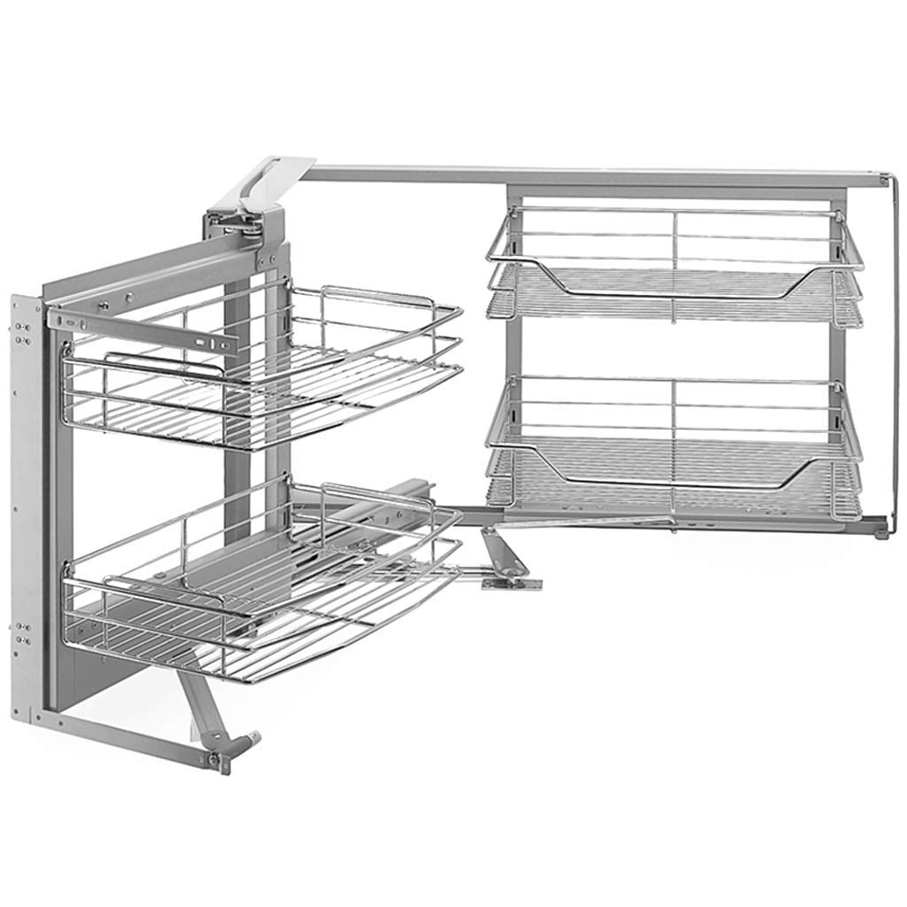 FMOGE 2-Tier Pull-Out Kitchen Sink Organizer - Rotating Corner Cabinet Basket for Bowls & Utensils | Space-Saving Storage Solution for Small Kitchens