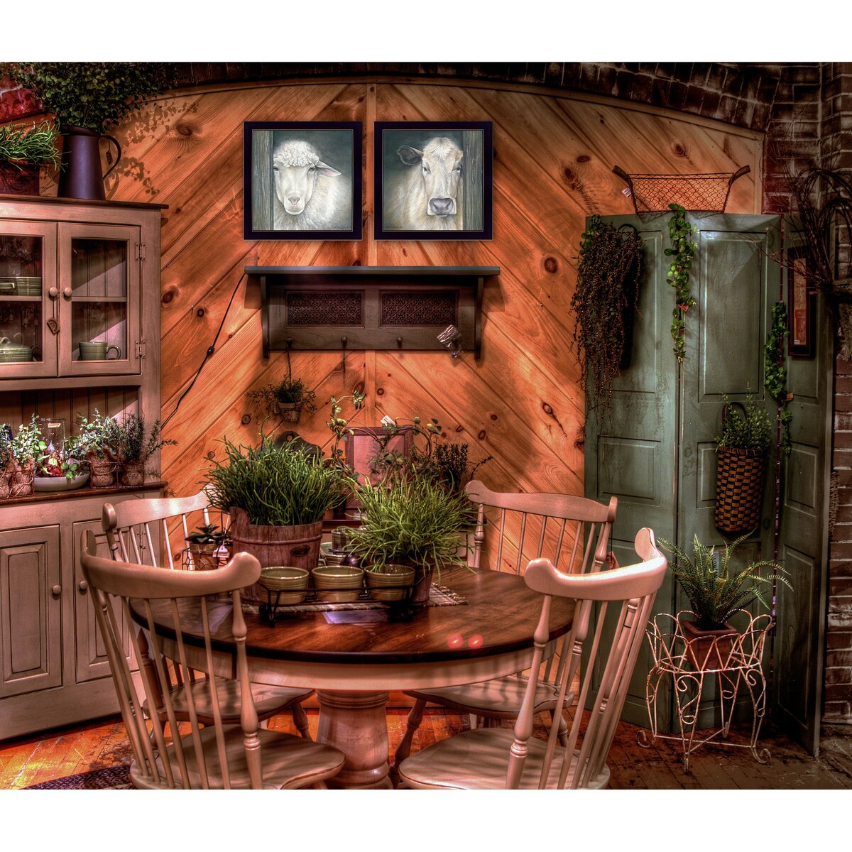 Barnyard Animal Portraits 2-Piece Vignette Wall Art by Diane Weaver - Black Framed Farmhouse Decor for Living Room, Nursery & Country Style Homes