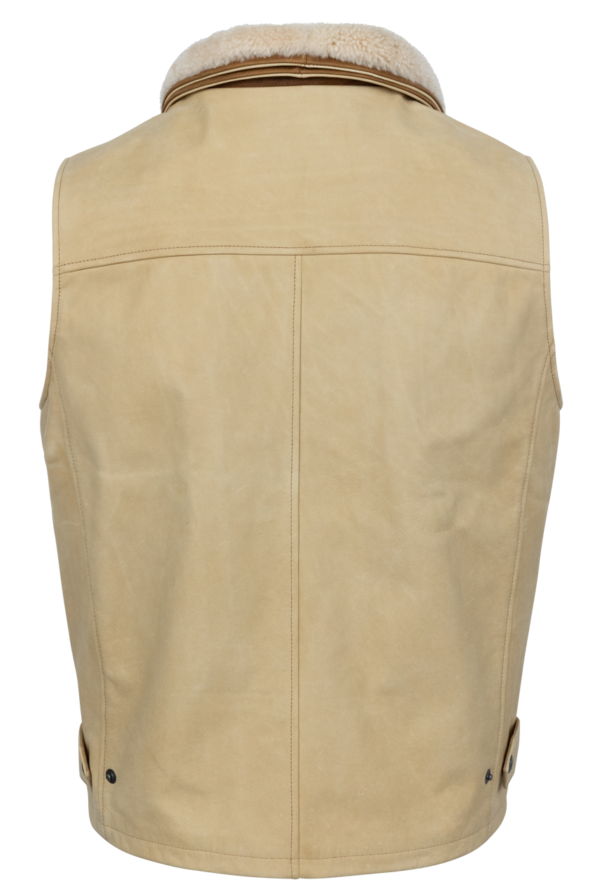 Lone Pine Leather Trekker Vest for Men - Palomino Brown Genuine Leather Outdoor Hunting Vest - Durable & Stylish for Hiking, Camping, and Outdoor Adventures