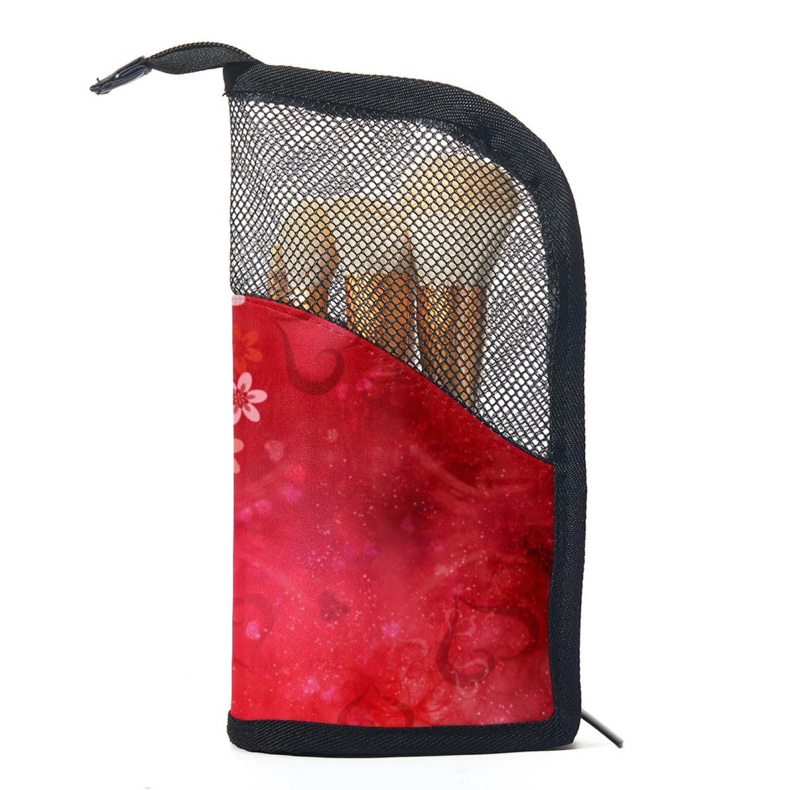 12-Piece Makeup Brush Organizer Bag with Flower Design - Portable Travel Cosmetic Brush Holder Case for Valentine's Day Gifts, Makeup Artists & On-the-Go Beauty Essentials