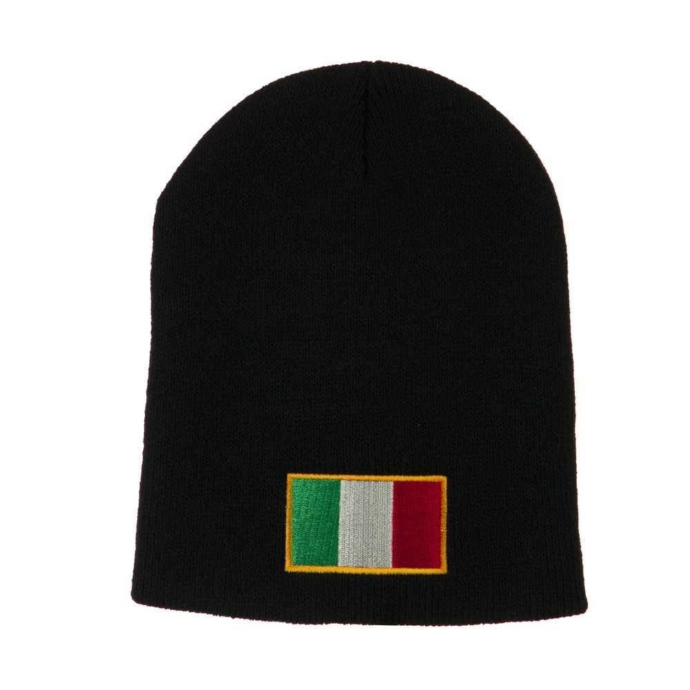 Italy Flag Embroidered Short Beanie for Men & Women - Patriotic Winter Hat with Italian Flag Design - Warm Knit Cap for Outdoor Activities, Sports, and Travel