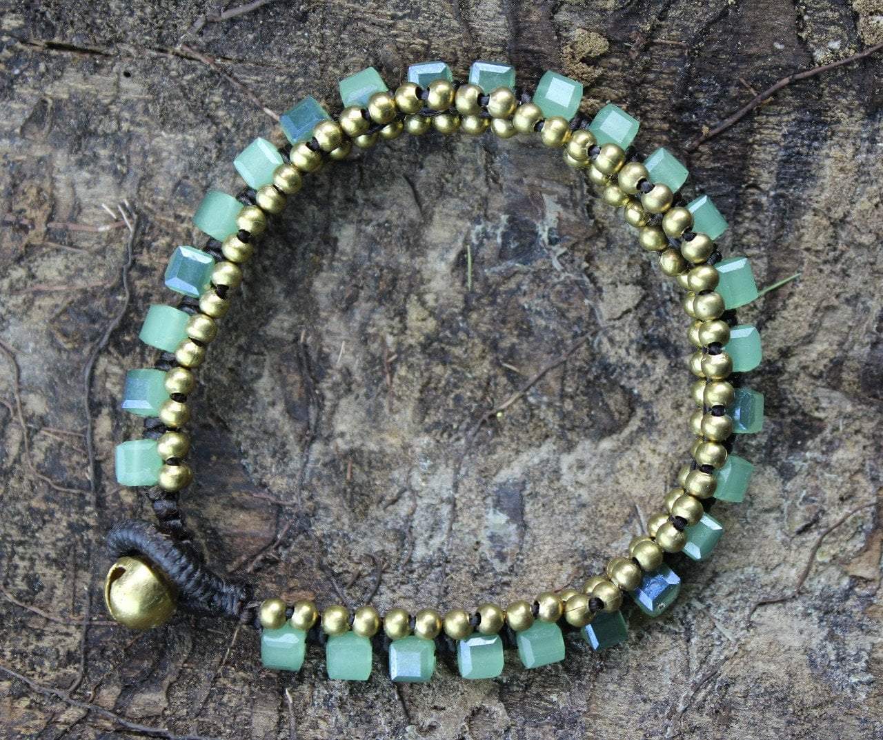 Green & Blue Glass Bead Bracelet for Women - Handmade Bohemian Style Adjustable Wrist Jewelry - Perfect for Yoga, Meditation & Beach Vacation Accessories