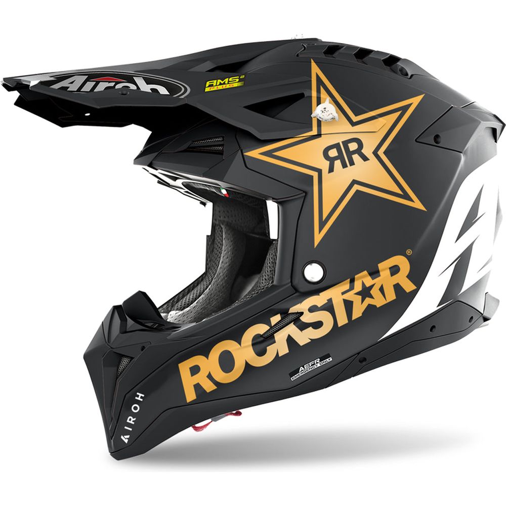 Airoh Aviator 3 Rockstar 22 Matt Black Motorcycle Helmet - DOT & ECE Certified for Street & Racing - Lightweight & Ventilated for Comfort - Perfect for Urban Commuting & Track Days