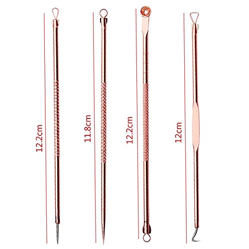 Anjetan 4PCS Blackhead Tweezers Kit - Stainless Steel Acne Extractor Tools with Travel Case for Blackhead Removal, Pimple Popping & Skincare - Perfect for Home Spa, Travel & Professional Use