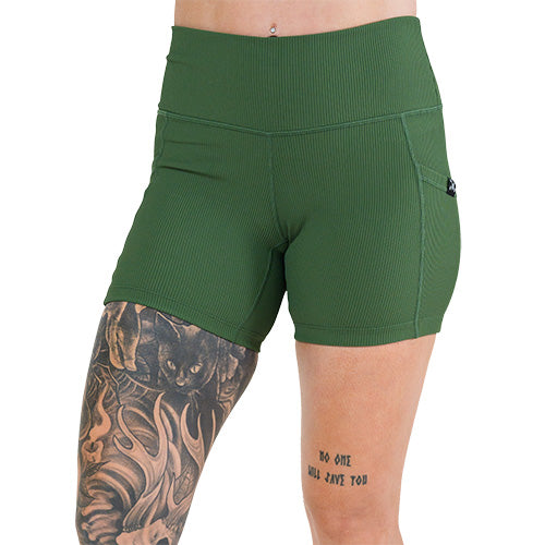 Stylish Ribbed Shorts for Women - Hunter Green | Comfortable & Trendy | Perfect for Summer, Yoga, and Casual Outfits