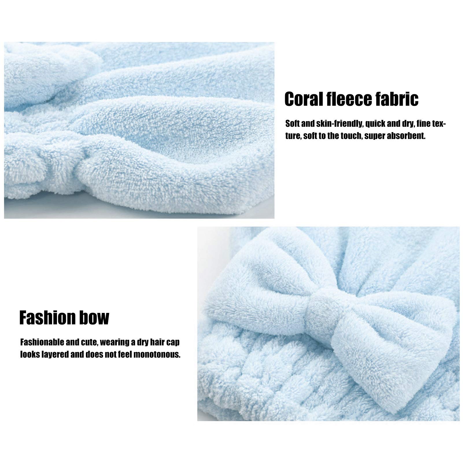 Excluzo 2-Pack Rapid Drying Hair Towel Wrap Set - Ultra Absorbent Microfiber Hair Drying Cap for Shower, Bath & Makeup (Blue) | Perfect for Travel, Gym & Salon Use