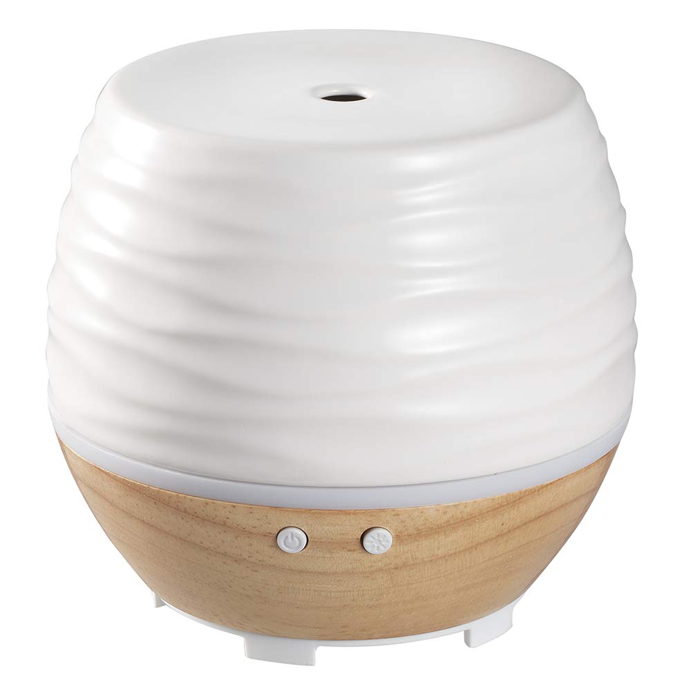 Ellia Ascend Ultrasonic Aroma Diffuser - Premium Ceramic & Wood Essential Oil Diffuser with Natural Aroma, Humidifier, Night Light | 6-Hour Runtime & Essential Oil Starter Kit | Perfect for Home, Office, Yoga & Spa Relaxation