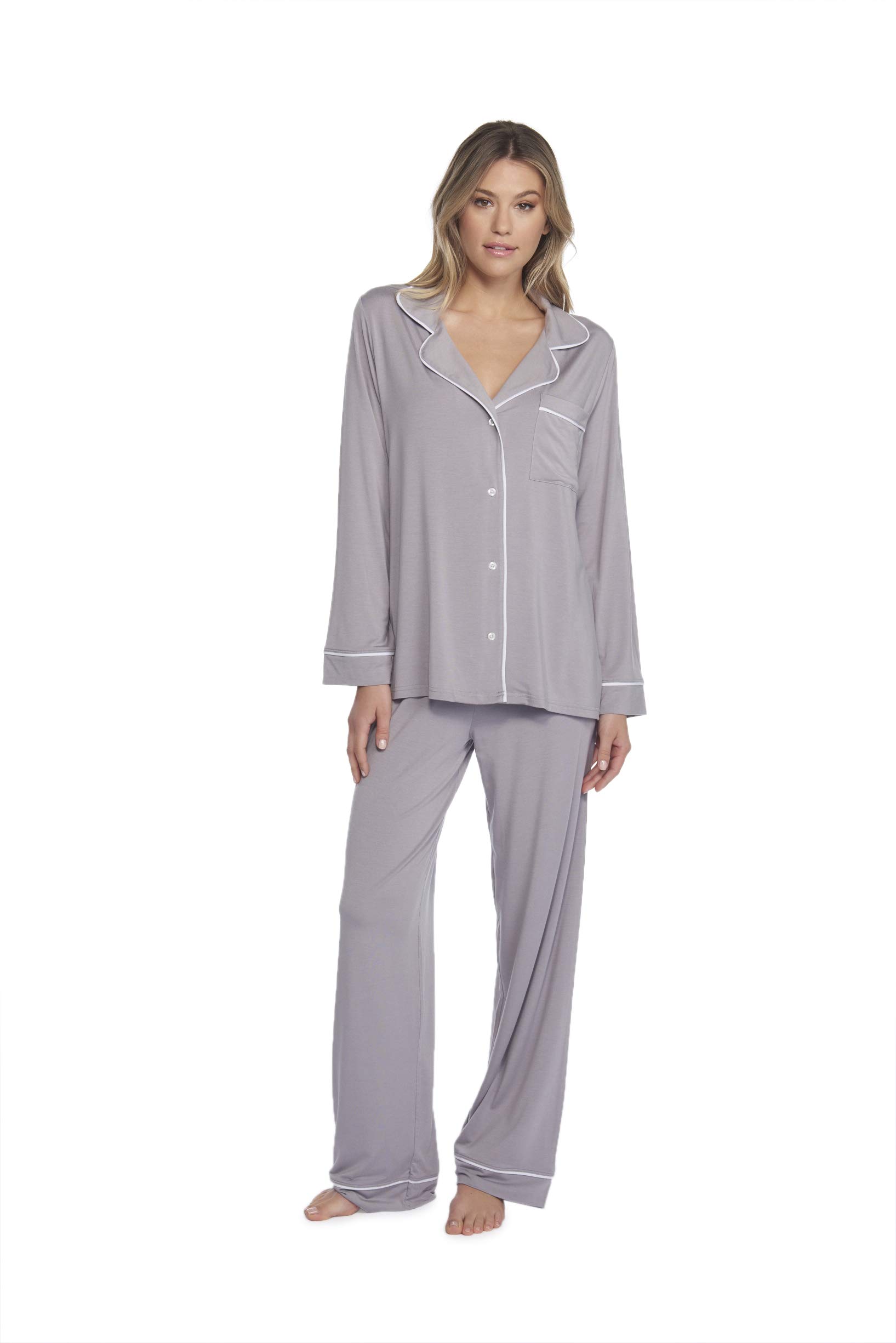 Barefoot Dreams Luxe Milk Jersey Piped Pajama Set - Ultra Soft Women's Sleepwear for Cozy Nights & Lounging at Home