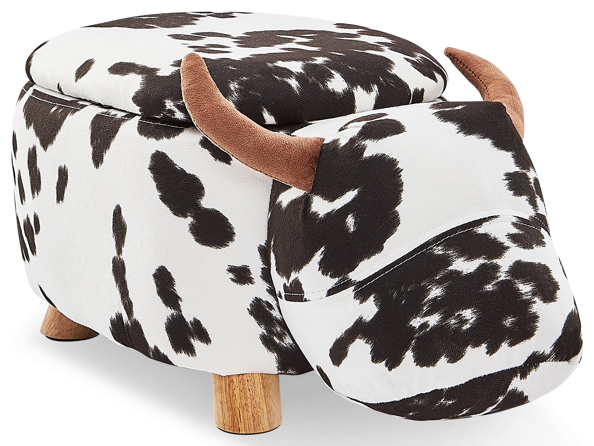 Black and White Cow Print Storage Ottoman - Multi-Functional Footrest, Seat & Hidden Storage for Living Room, Bedroom or Nursery