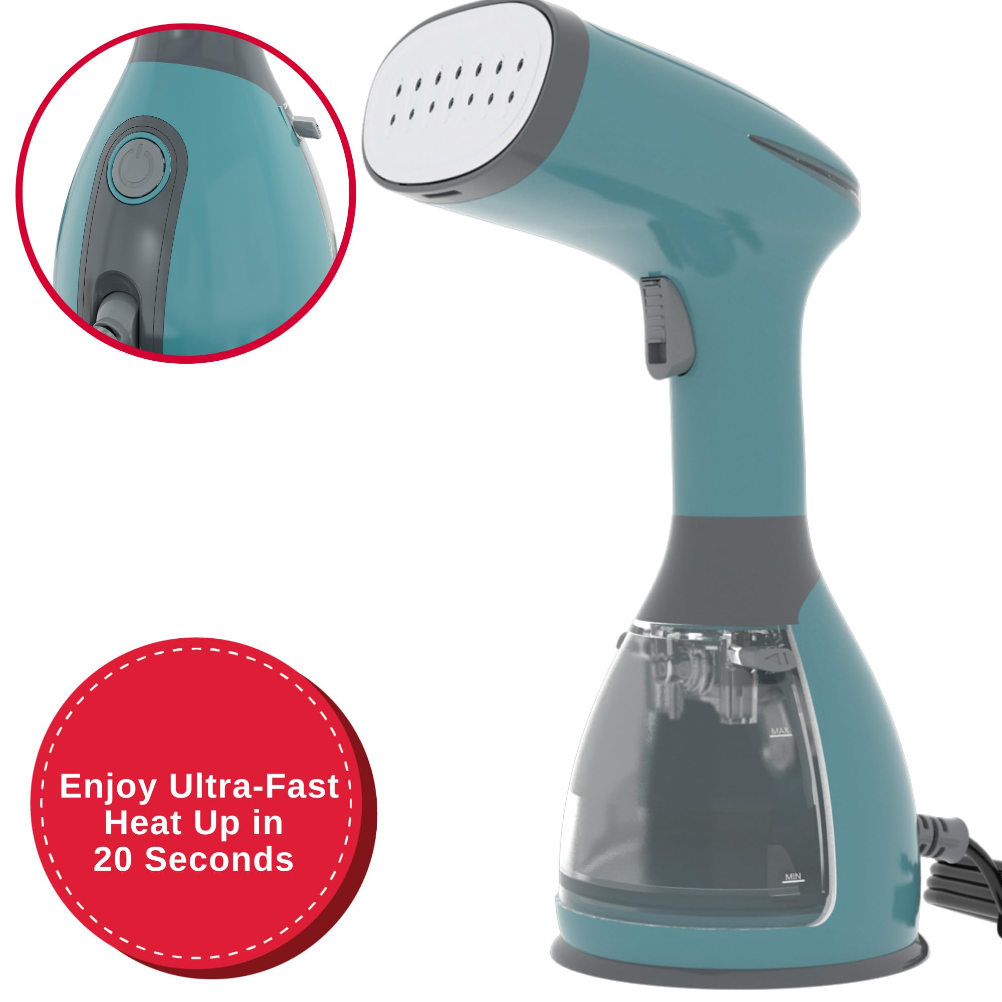 Portable Handheld Garment Steamer - Quick Wrinkle Remover for Clothes, Dresses & Suits - Perfect for Travel, Home & Office Use