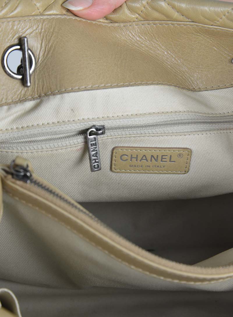 Chanel Matelassé Leather Beige Shopping Tote Bag - Luxury Designer Handbag for Women, Perfect for Work, Travel & Everyday Use
