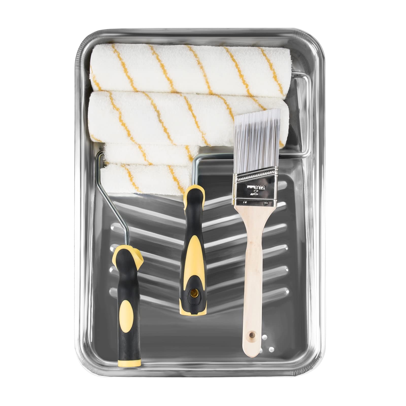 ETERNA 9-Piece Paint Roller Set - 9 inch & 4 inch Paint Rollers with Cover, Frame, Tray & Brush - Complete Painting Kit for Wall Decorating, Home DIY & Improvement - Perfect for Holiday Projects, Room Makeovers & Interior Painting