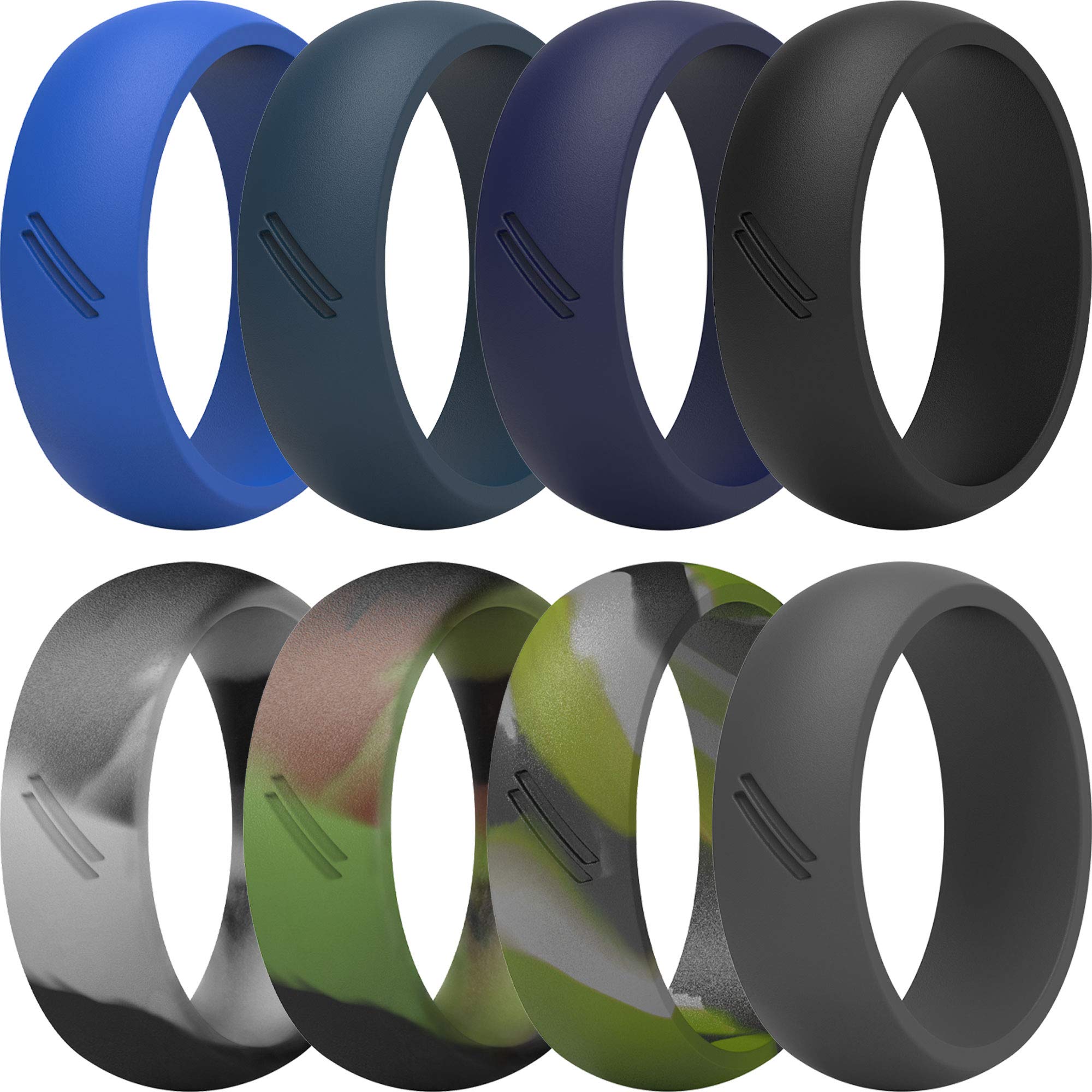 ThunderFit Silicone Wedding Rings for Men - 8 Pack Rubber Engagement Bands, 8.7mm Wide & 2.5mm Thick - Comfortable, Durable & Safe for Workouts, Sports & Outdoor Activities