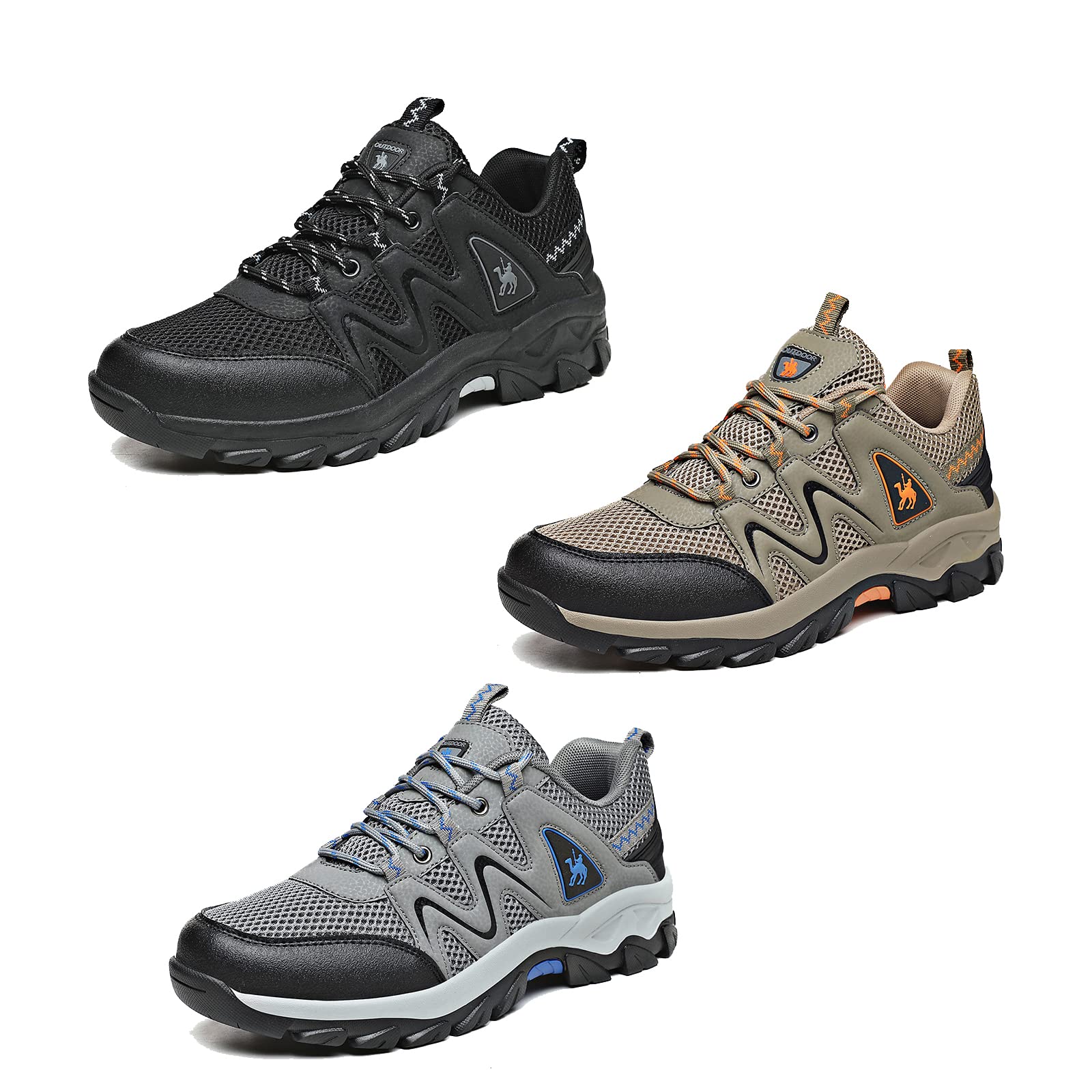 **Men's Hiking Shoes - Lightweight Breathable Mesh Trail Running Shoes for Outdoor Sports & Casual Wear - Black Size 7.5 - Perfect for Hiking, Jogging & Daily Adventures**
