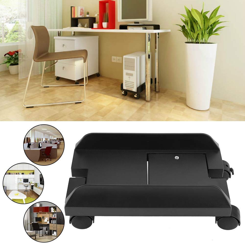 CPU Stand for PC Computer Case Holder Bracket - Desktop Mainframe Storage Rack with Brake & 4 Caster Wheels (Black) | Perfect for Office, Gaming Setup & Home Workspace Organization