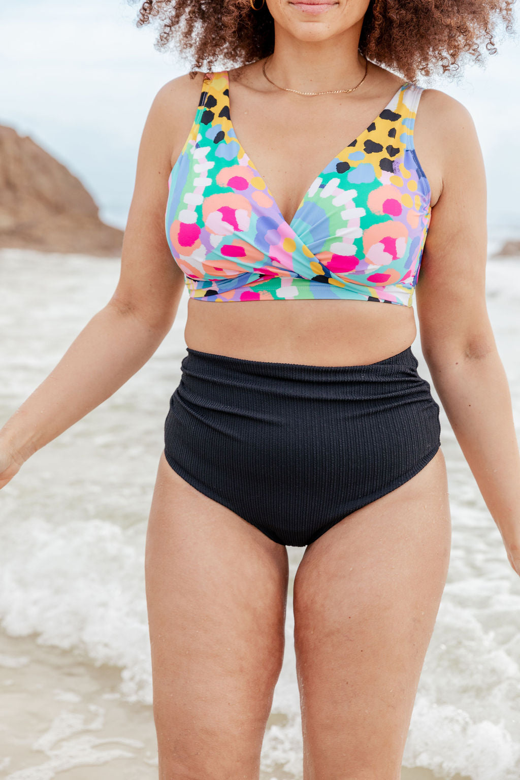Black Miami Bikini Bottoms - High Waisted Swimwear for Women, Perfect for Beach Vacations & Pool Parties