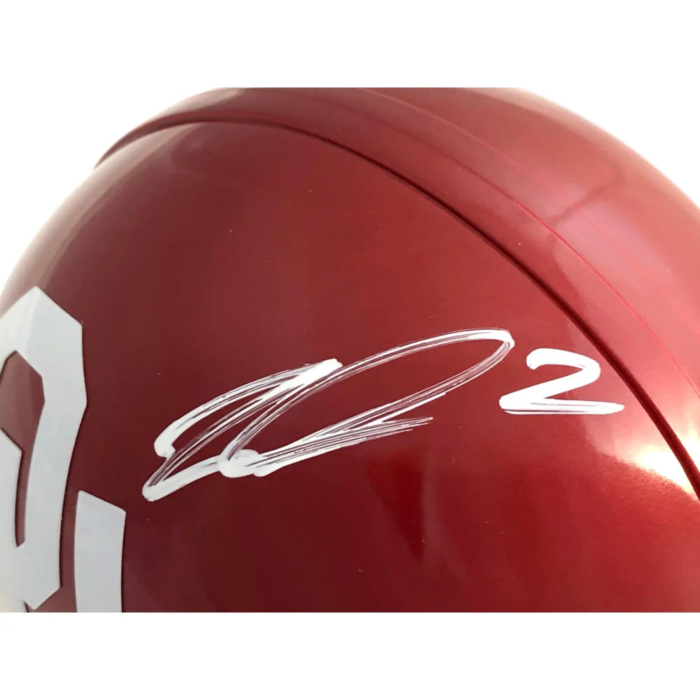Authentic CeeDee Lamb Signed Oklahoma Sooners Red Mini Helmet with JSA COA - Dallas Cowboys NFL Memorabilia - Perfect for Collectors, Sports Fans & Man Cave Decor
