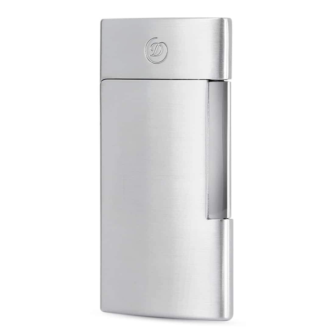 ST Dupont E-Slim Premium Butane Lighter in Brushed Chrome Finish - Perfect for Cigars, Cigarettes & Luxury Gifting