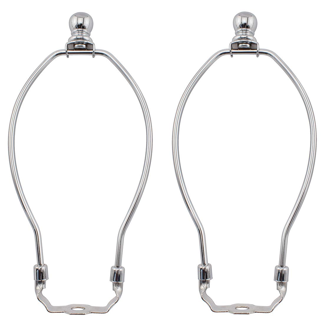 2-Pack 6 Inch Lamp Shade Harp Holder with Light Base & Ball Finial - Silver Metal Frame Bracket for Table & Floor Lamps - DIY Lighting Replacement Parts for Home, Office & Bedroom Decor