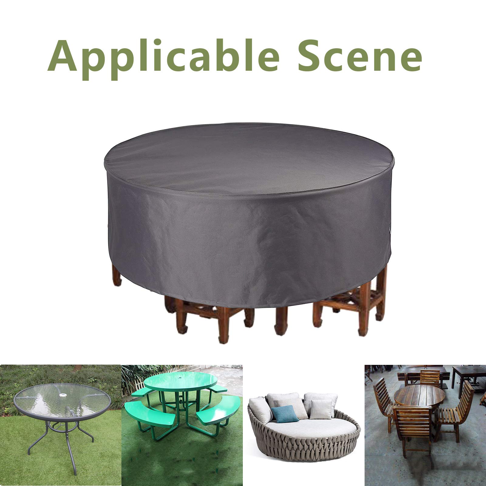 **51×28 Inch Waterproof Round Patio Table and Chairs Cover - 420D Heavy Duty UV Resistant Outdoor Furniture Protector for Garden, Dining, and Patio Use**