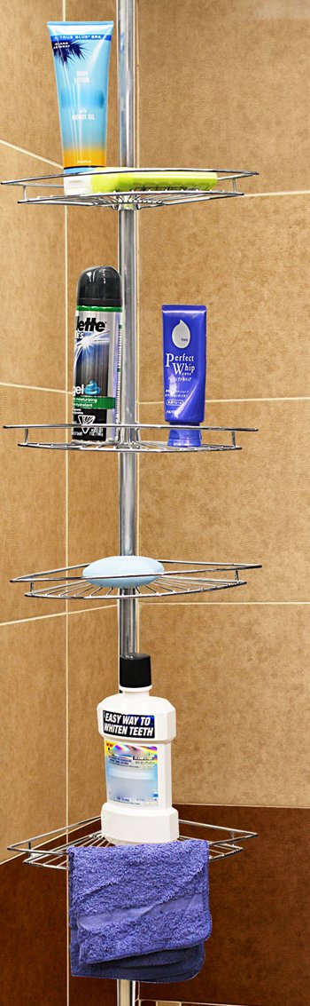4-Tier Corner Shower Shelf Organizer - Space Saving Bathroom Storage for Shampoo, Soap & Toiletries - Perfect for Small Bathrooms & Apartment Showers