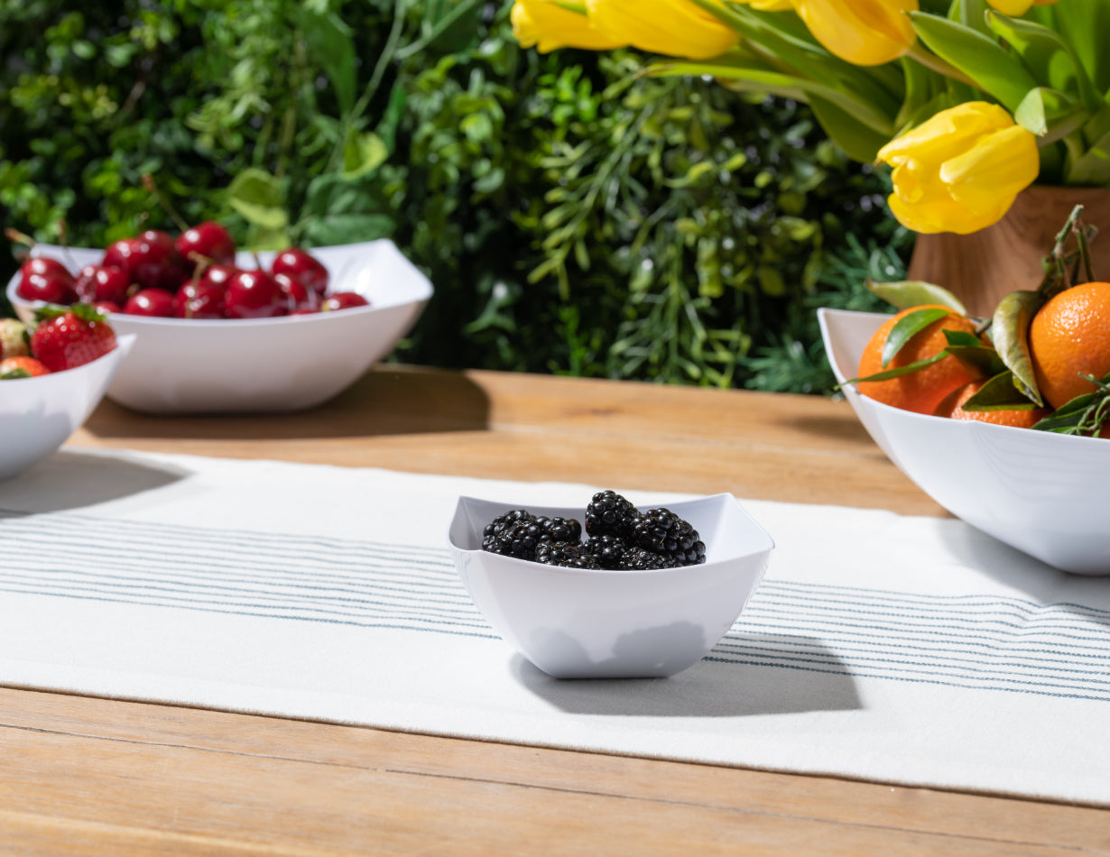 4-Pack Square Fancy White Serving Bowls - Elegant Porcelain Dishware for Salads, Desserts, Parties & Home Decor | Durable & Stylish Kitchenware