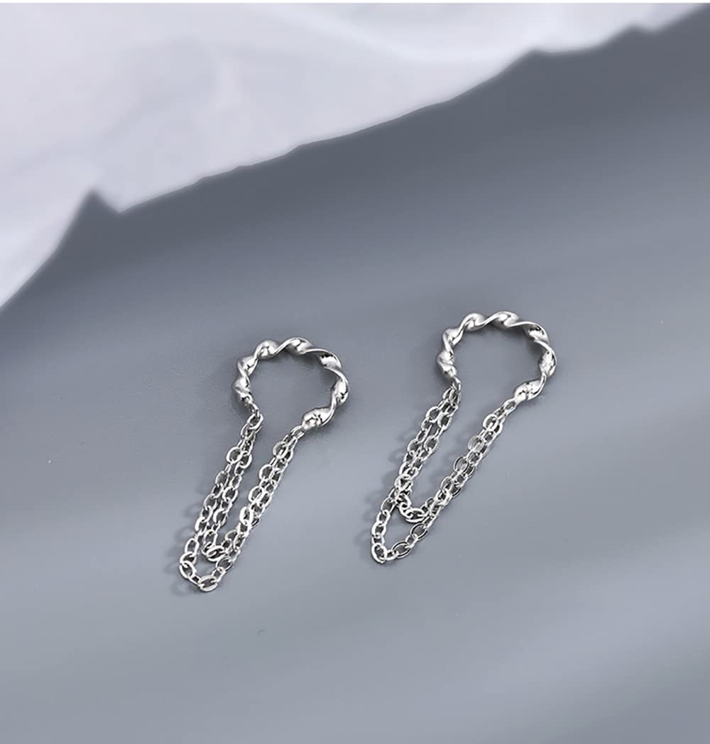Reffeer Solid 925 Sterling Silver Cuff Earrings for Women - No Piercing Cartilage Wraps, Minimalist Chain Ear Cuffs for Teens & Adults - Perfect for Parties, Weddings & Everyday Wear
